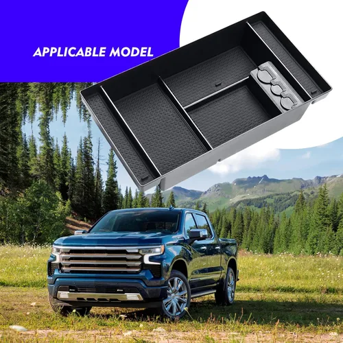 Miniatura 8 de Organizador de consola central para GMC Sierra Chevrolet Silverado 1500 2019-2022, caja de almacenamiento para reposabrazos de consola central