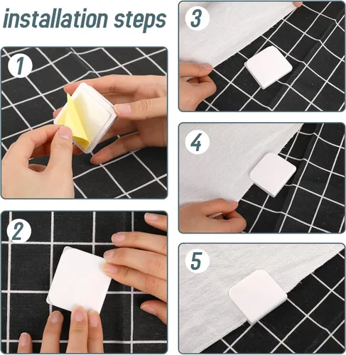 Miniatura 4 de 4 abrazaderas de cortina de ducha, clips autoadhesivos para cortina de protección contra salpicaduras, clip resistente al viento para colgar