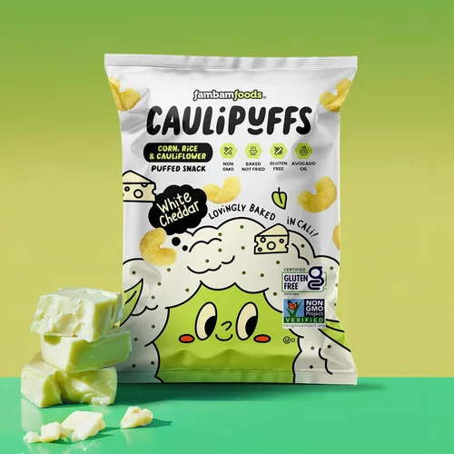 Miniatura 5 de CauliPuffs - Bocadillo inflado sin gluten de maíz, arroz y coliflor (15 bolsas de 0.75 onzas, queso cheddar blanco)