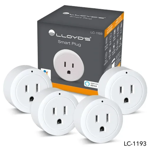 Lloyd's Enchufe inteligente WiFi, compatible con Alexa y Google Home, establece temporizadores y horarios desde la aplicación, no requiere
