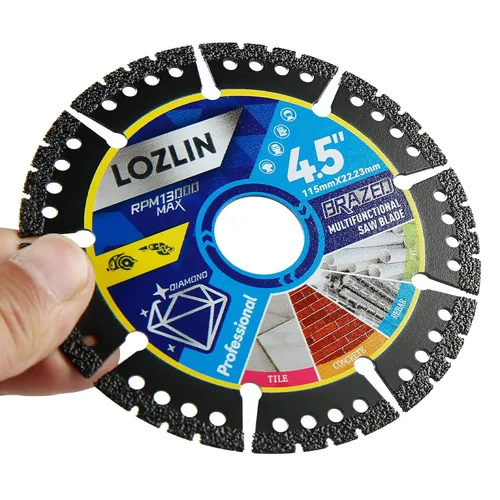 Miniatura 6 de LOZLIN Paquete de 3 Hojas de Sierra Multiusos de Diamante de 4.5" - Discos de Amoladora Angular de Servicio Pesado para Cortar
