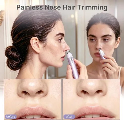 Miniatura 3 de TOUCHBeauty Recortadora eléctrica de pelo de nariz – Recortadora de pelo de nariz con punta redonda, sin dolor, sin tirones, con cuchillas