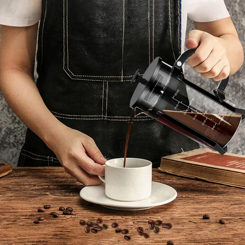 Miniatura 6 de YMMIND - Cafetera de prensa francesa de acero inoxidable 304, con sistema de filtración de 4 filtros, vidrio de borosilicato grueso resistente al