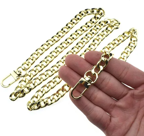 Miniatura 23 de HAHIYO Correa metálica de cadena para bolso de 43.3' de oro para bolso cruzado, bandolera y bolso de mano, cómoda y plana de 0.4' de ancho, extra