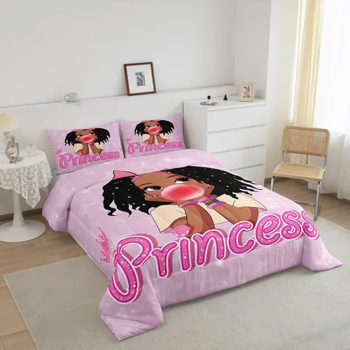 Miniatura 9 de Erosebridal Juego de ropa de cama de princesa de ballet, tamaño Queen, juego de edredón de 3 piezas para niñas bailarinas de ballet, lindo juego
