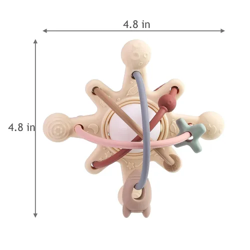 Miniatura 2 de PandaEar Space Planet - Juguete sensorial para bebés – Manhattan sonajero para 0-6, 6-12 meses, silicona segura para congelador, juguete Montessori