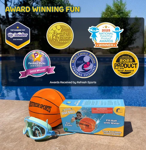 Miniatura 7 de Aqua Dive - Pelota de baloncesto para piscina – Juguetes de piscina de agua para niños de 4 a 12 años – Regate, pasa y dispara bajo el agua
