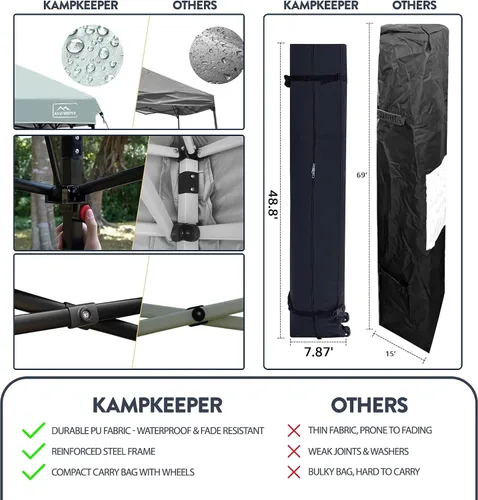 Miniatura 5 de KAMPKEEPER Tienda de campaña desplegable de 10 x 10, impermeable, sombra portátil con paredes laterales, refugio instantáneo ajustable al aire libre