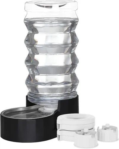 Miniatura 29 de RIZZARI Dispensador de agua grande para perros: 8L de gravedad elevada en negro, dispensador automático de acero inoxidable con cepillo Perla