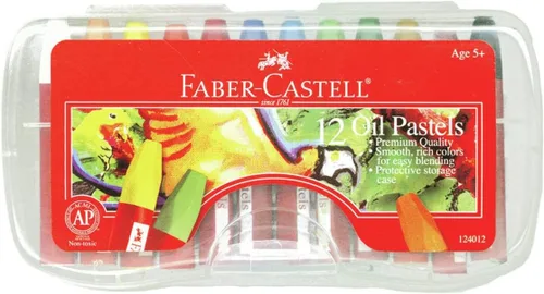 Miniatura 2 de Faber-Castell Pasteles de aceite mezclables en estuche de almacenamiento duradero, 12 colores vibrantes, pasteles no tóxicos para niños (FC124012)