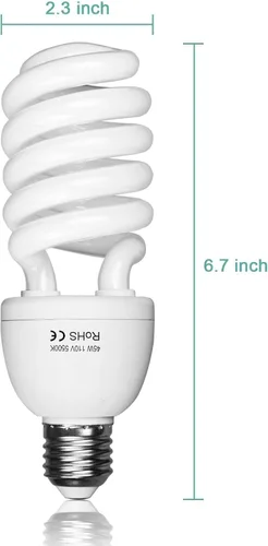 Miniatura 2 de EMART Bombilla de espectro completo, 45 W 5500 K espiral CFL luz diurna para kit de iluminación Softbox, lámpara de repuesto para fotografía