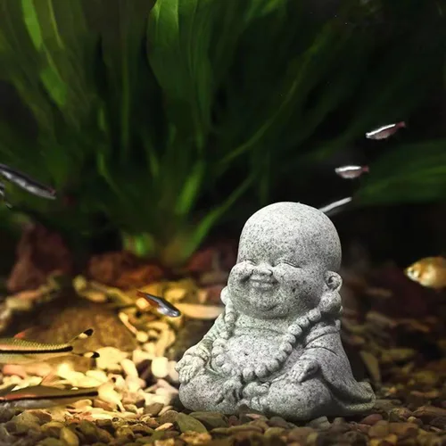 Miniatura 5 de livelyfish Decoración de pecera de Buda, figuras asiáticas de Buda de piedra para acuario, jardín zen, estatua de pecera, decoración de esculturas