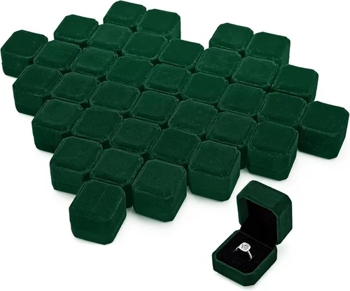Miniatura 35 de Laumoi Caja de terciopelo para anillos de 36 piezas para ceremonia de boda, cajas de joyería de compromiso, estuche de exhibición para anillos