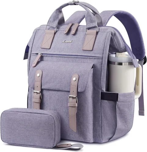 Miniatura 41 de LOVEVOOK - Mochila para laptop de mujer, bolsa de trabajo, viaje, computadora, mochila para maestra o enfermera, bolsa para libros, beige verde