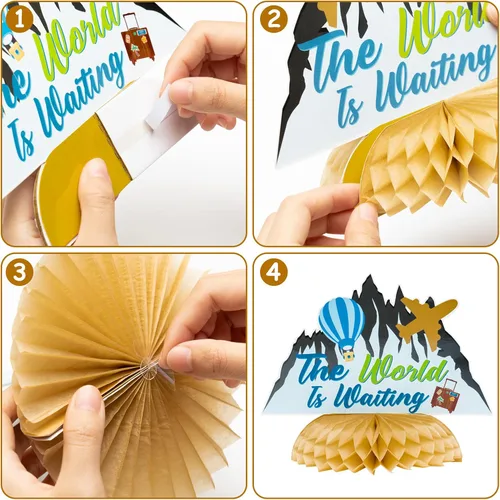 Miniatura 4 de 12 centros de mesa con temática de panal de abeja, decoración de fiesta, viajes alrededor del mundo, decoración de mesa, accesorios de fotos