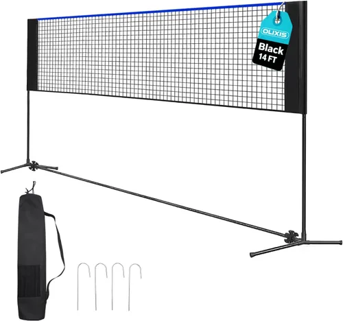 OLIXIS Red de bádminton portátil, red de voleibol ajustable en altura, red de bádminton con bolsa de transporte, red de voleibol para piscina, patio