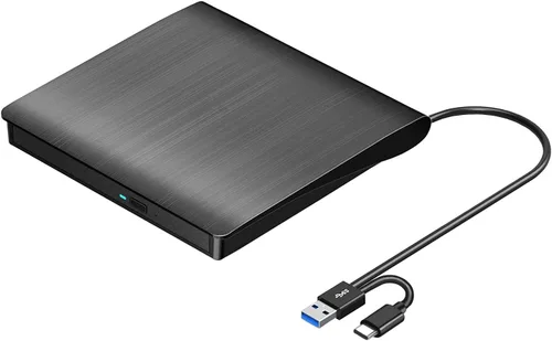 Miniatura 8 de ROOFULL Unidad externa de CD DVD USB 3.0 y USB-C con estuche de transporte, portátil USB ROM +/-RW unidad de disco óptico reproductor quemador