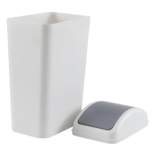 Miniatura 7 de Bote de basura de plástico de 3 galones con tapa giratoria, cubo de basura oscilante, color gris