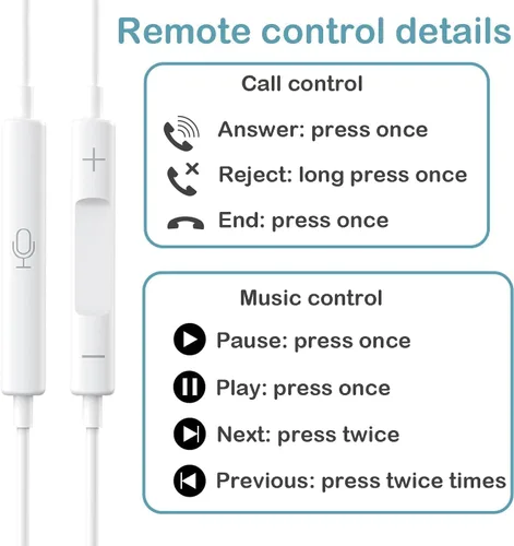 Miniatura 7 de Paquete de 2 auriculares tipo C con cable para iPhone 15 16 16e 17 Pro Max, auriculares USB C con micrófono y auriculares con cancelación de ruido