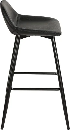 Miniatura 4 de Cortesi Home Taburetes de lluvia en piel sintética negro carbón, base negra (juego de 2)