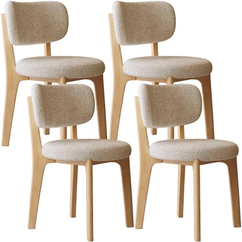 Miniatura 23 de YVYKFZD Solid Wood Dining Chairs, Fabric Dining Room Chair Set of 2/4/6, Upholstered Kitchen Chairs with Curved Backrest, Armless Living Room Chair