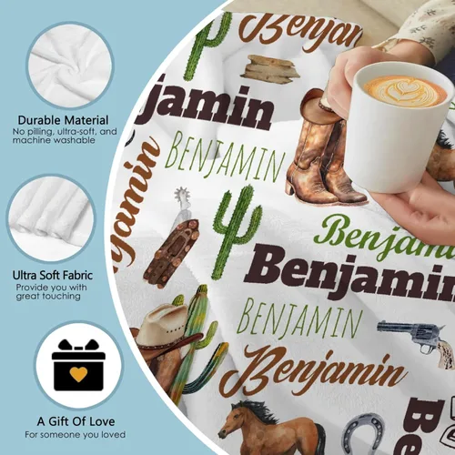 Miniatura 7 de Manta de bebé personalizada con diseño de animales del bosque, manta personalizada con nombre para niñas y niños, regalos de registro, manta suave
