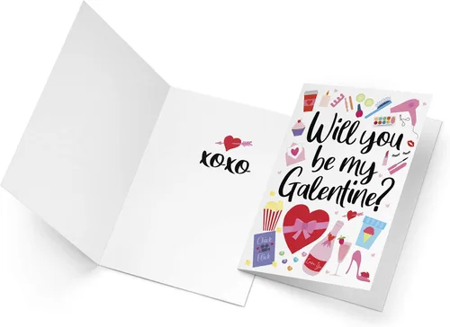 Miniatura 2 de Tiny Expressions 4 tarjetas de feliz día de Galentinos para amigos con sobres rojos (4 tarjetas del día de Galentine)