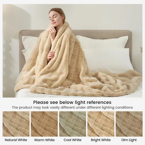 Miniatura 8 de Cozy Bliss Manta mullida de piel sintética para sofá, cama, sala de estar, 50 x 60 pulgadas