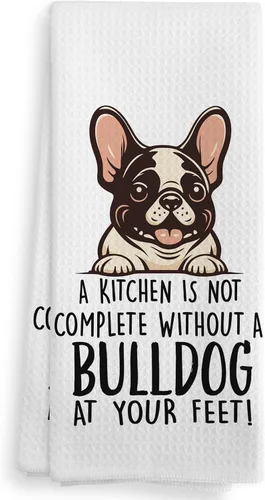 Bulldog Toallas de Cocina y Paños de Cocina - Regalos para Mujeres y Hombres, Decoración de Perros Paño de Secado Toallas de Mano Toallas de Té para