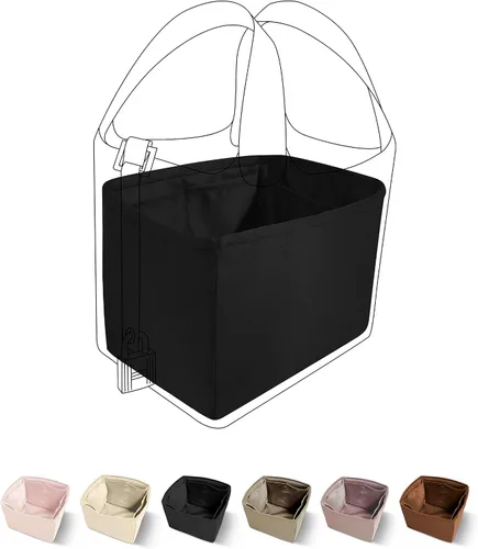 DGAZ Organizador de bolso, sedoso y suave, seda, bolso de mano de lujo en moldeadores de bolsa, para mujer, se adapta a picotin1822 bolsas (negro,