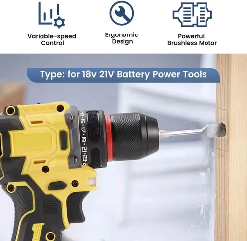 Miniatura 5 de Taladro sin escobillas compatible con batería Dewalt de 20 V (sin batería), inalámbrico de 2 velocidades (0-450/1800 RPM), par de torsión 25+1