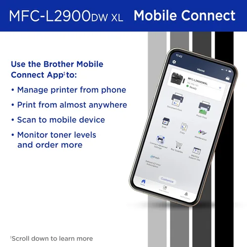 Miniatura 5 de Brother MFC-L2900DW XL Impresora láser compacta monocromática inalámbrica todo en uno con copia y escaneo dúplex, fax, blanco y negro Incluye
