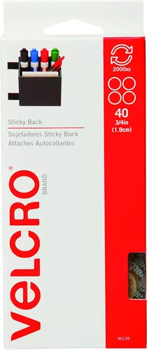 VELCRO Brand - Sujetadores adhesivos de gancho y bucle trasero | Perfecto para el hogar u oficina | Monedas de 3/4 pulgadas | Paquete de 40 | Beige