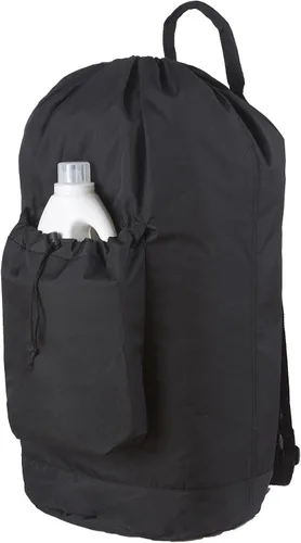 Seiritex Mochila de lavandería, bolsa de lavandería de viaje para ropa sucia con correas para el hombro para dormitorio universitario (negro)