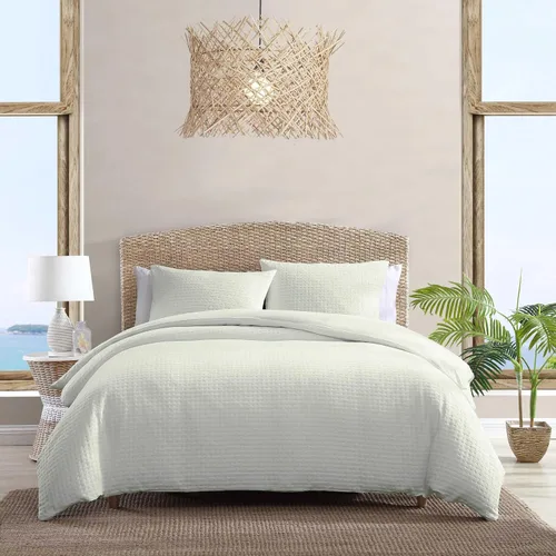 Tommy Bahama - Juego de funda de edredón tamaño Queen, juego de cama liso texturizado con fundas a juego, ideal para todas las estaciones,