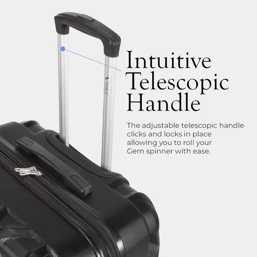 Miniatura 7 de AMKA Juego de equipaje giratorio extensible Gem Hardside, Negro -, Spinner de mano extensible Hardside con estuche cosmético incluido