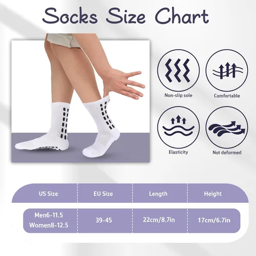 Miniatura 7 de 6 Pairs Grip Soccer Socks Colorful Non Slip Sports Football Basketball Hospital Yoga Socks for Men Women
