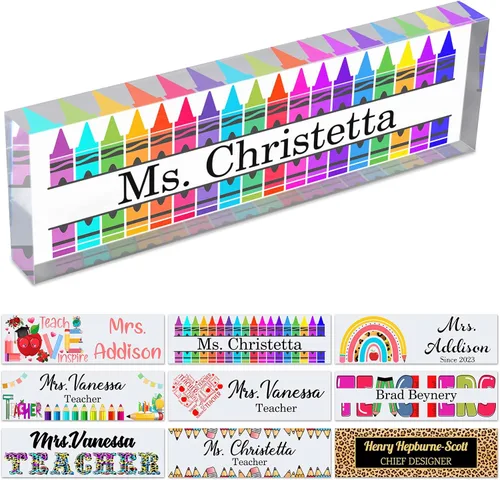Miniatura 11 de Placa de nombre personalizada para escritorio de profesor para aula, placa de identificación personalizada para escritorios, placa de escritorio