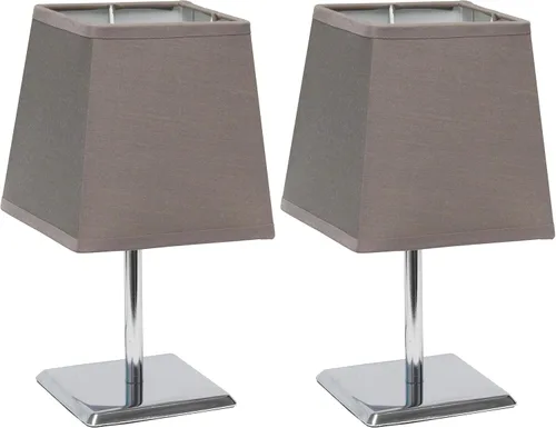 Miniatura 14 de Simple Designs LT2062-GRY - Mini lámpara de mesa de cromo cuadrado con pantalla de tela Empire, gris