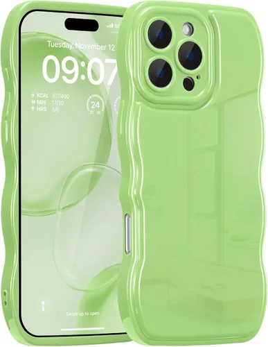 Miniatura 25 de FABSPARK - Funda para iPhone 11, diseño simple, marco ondulado, estética, silicona suave, color beige