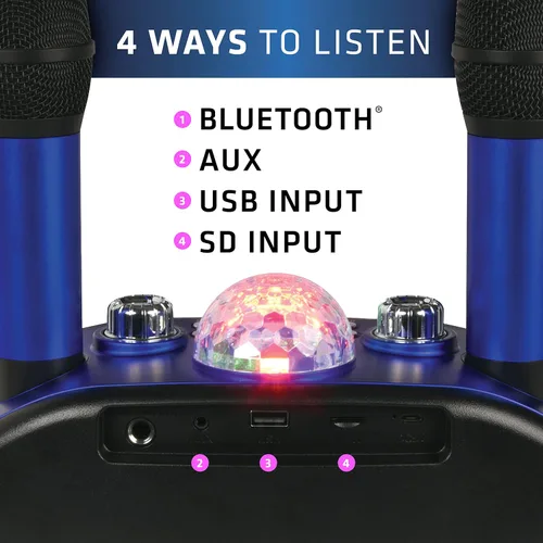 Miniatura 7 de Máquina de karaoke Singsation, sistema portátil Bluetooth 5.0 para casa, para niños y adultos, 2 micrófonos inalámbricos, efectos de sonido