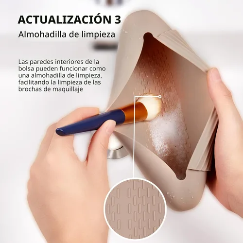 Miniatura 4 de AGIKET Soporte de silicona para brochas de maquillaje, bolsa de cosméticos de viaje: soporte suave y portátil para brochas cosméticas faciales