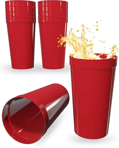 Miniatura 94 de PartyPrints Paquete de 100 vasos de plástico en blanco reutilizables de 10 a 12 onzas, vasos de estadio a granel, sin BPA, aptos para lavavajillas