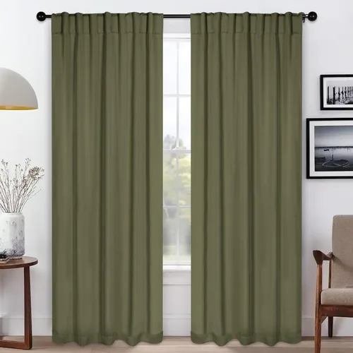 Miniatura 28 de BLUENILEMILLS Paneles de cortinas opacas para oscurecer la habitación con bolsillo para barra/pestañas traseras, cortinas perfectas para ventanas