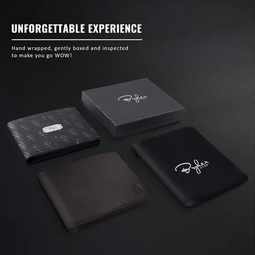 Miniatura 5 de Bryker Hyde Cartera RFID con 2 ventanas de identificación para hombres, plegable lateral, billetera de viaje de capacidad extra, marrón - piel