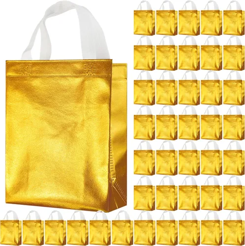 Miniatura 21 de BLEWINDZ 100 bolsas de regalo reutilizables medianas con asas - Ideales para obsequios de fiestas y bolsas de compras (10 colores)