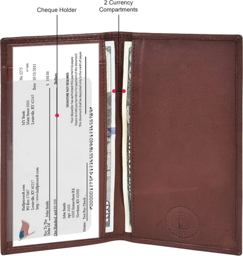 Miniatura 4 de Funda para chequera Leatherboss con protección RFID, Marrón oscuro, Cartera Rfid