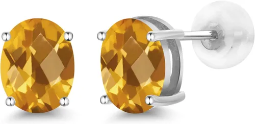 Miniatura 9 de Gem Stone King Aretes de oro de 14 quilates con piedra natal ovalada de 0.315 x 0.236 in Aretes de oro para mujer