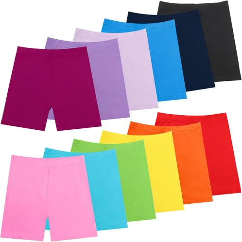 HOLLHOFF Paquete de 12 pantalones cortos de baile para niñas de 12 colores transpirables y seguros para patios de juegos y gimnasia