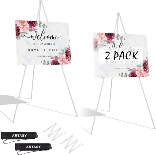 Miniatura 7 de ARTASY Soporte de caballete de 63 pulgadas para letreros de boda, carteles, caballete de artista portátil para pintar lienzo, trípode para el hogar